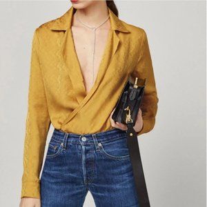Reformation Aurelia Sunflower Yellow Silk Blouse